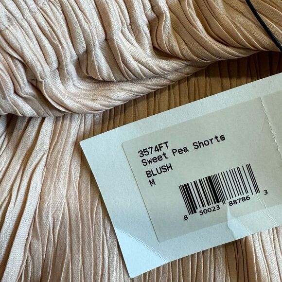 Revolve ADEAM Blush Pink Stretch Paperbag Waist Shorts Size Medium - Picture 7 of 7